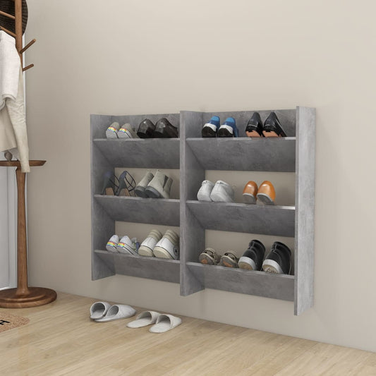 Berkfield Wall Shoe Cabinets 2 pcs  Concrete Grey 60x18x90 cm Engineered Wood