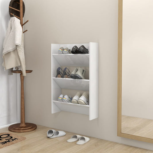 Berkfield Wall Shoe Cabinet High Gloss White 60x18x90 cm Engineered Wood