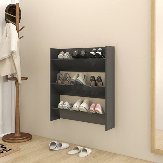 Berkfield Wall Shoe Cabinet Grey 80x18x90 cm Engineered Wood