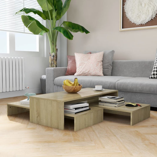 Berkfield Nesting Coffee Table Set Sonoma Oak 100x100x26.5 cm Engineered Wood