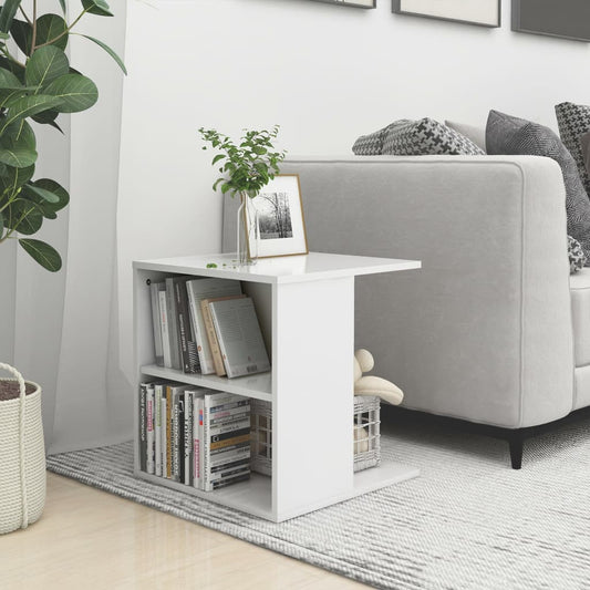Berkfield Side Table High Gloss White 45x45x48 cm Engineered Wood