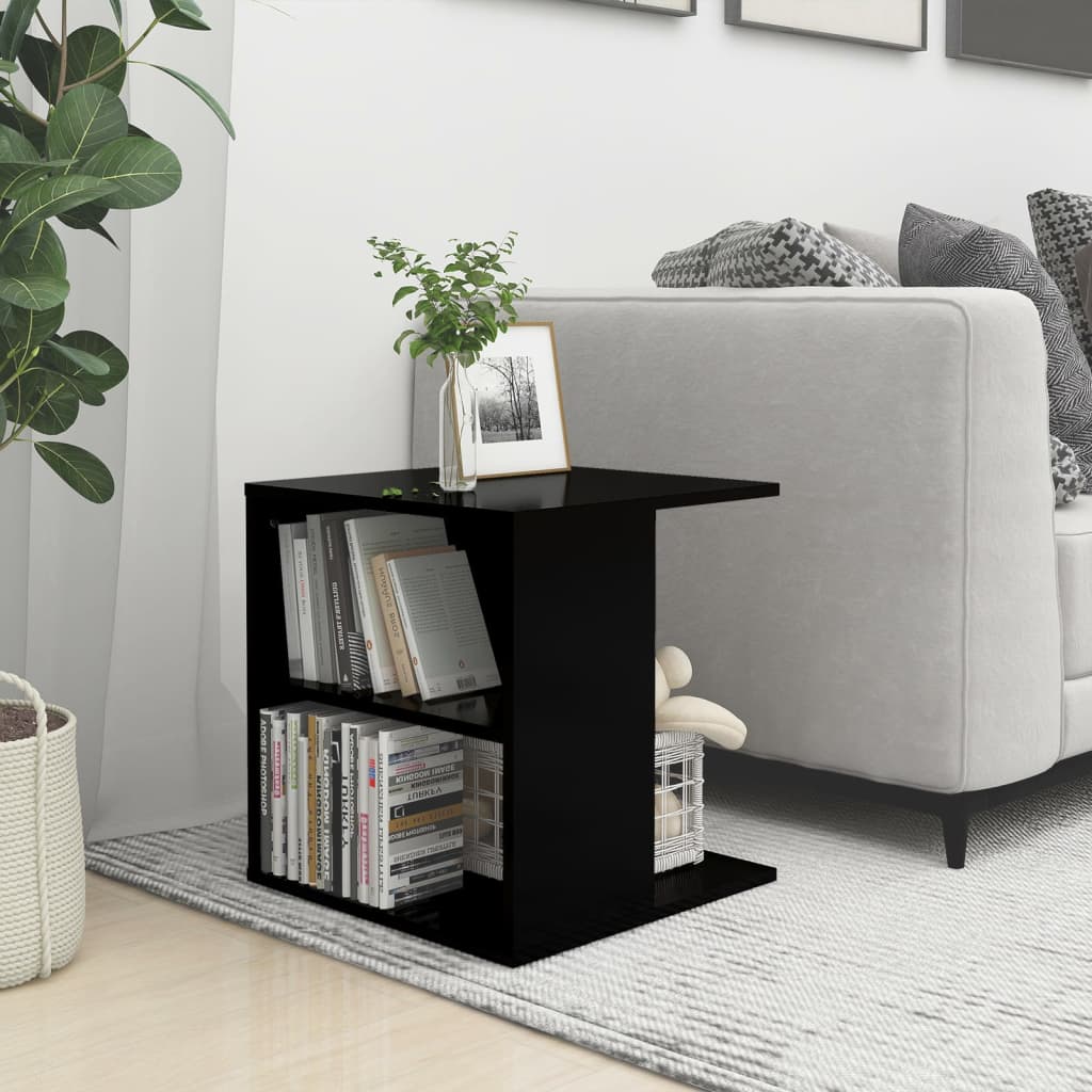 Berkfield Side Table High Gloss Black 45x45x48 cm Engineered Wood
