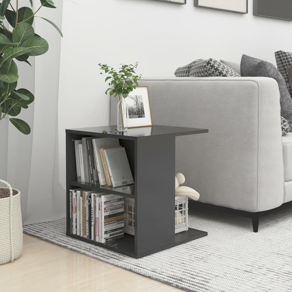 Berkfield Side Table High Gloss Grey 45x45x48 cm Engineered Wood
