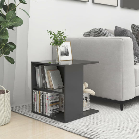 Berkfield Side Table High Gloss Grey 45x45x48 cm Engineered Wood