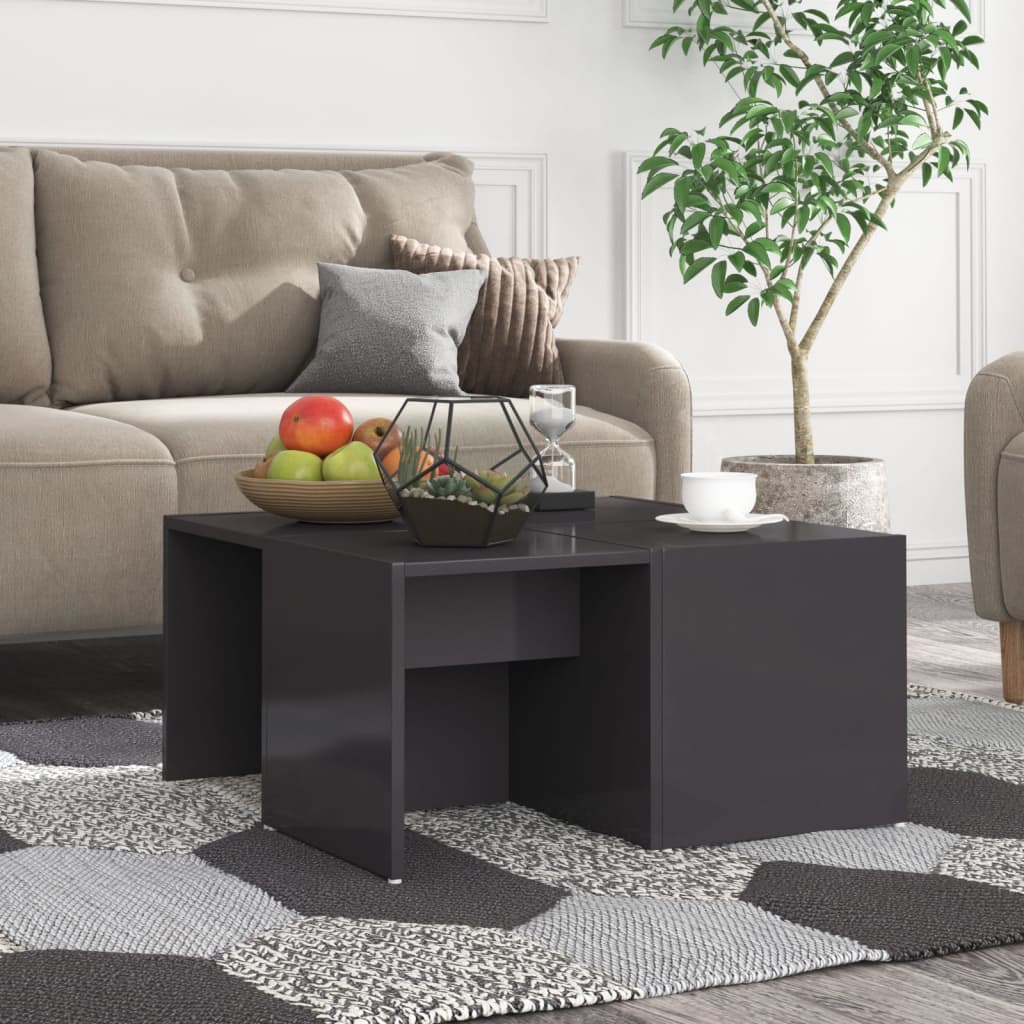 Berkfield Coffee Tables 4 pcs High Gloss Grey 33x33x33 cm Engineered Wood