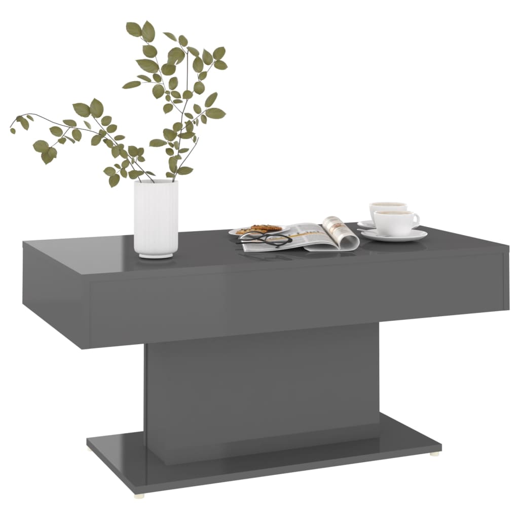 Berkfield Coffee Table High Gloss Grey 96x50x45 cm Engineered Wood