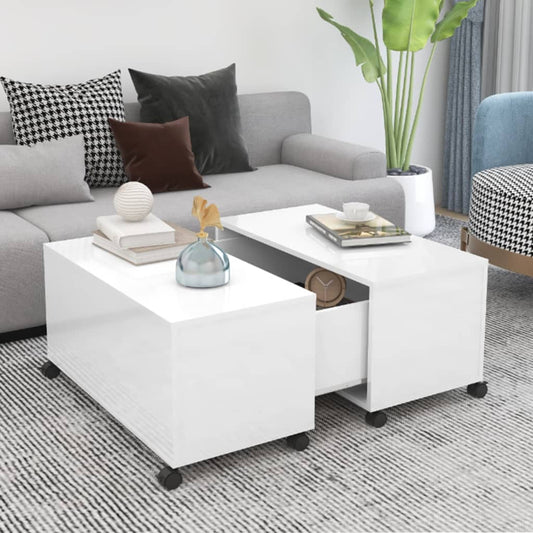 Berkfield Coffee Table High Gloss White 75x75x38 cm Engineered Wood