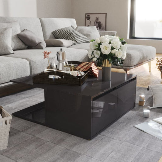 Berkfield Coffee Table High Gloss Grey 80x80x31 cm Engineered Wood