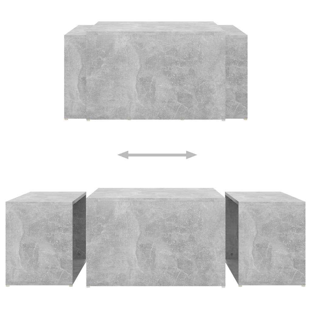 Berkfield 3 Piece Nesting Coffee Table Set Concrete Grey 60x60x38 cm