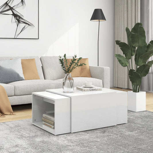 Berkfield 3 Piece Nesting Coffee Table Set High Gloss White 60x60x38 cm