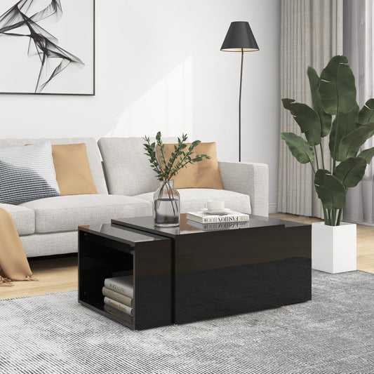 Berkfield 3 Piece Nesting Coffee Table Set High Gloss Black 60x60x38 cm