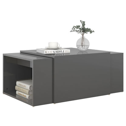 Berkfield 3 Piece Nesting Coffee Table Set High Gloss Grey 60x60x38 cm