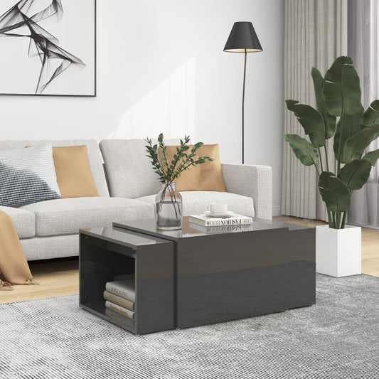 Berkfield 3 Piece Nesting Coffee Table Set High Gloss Grey 60x60x38 cm