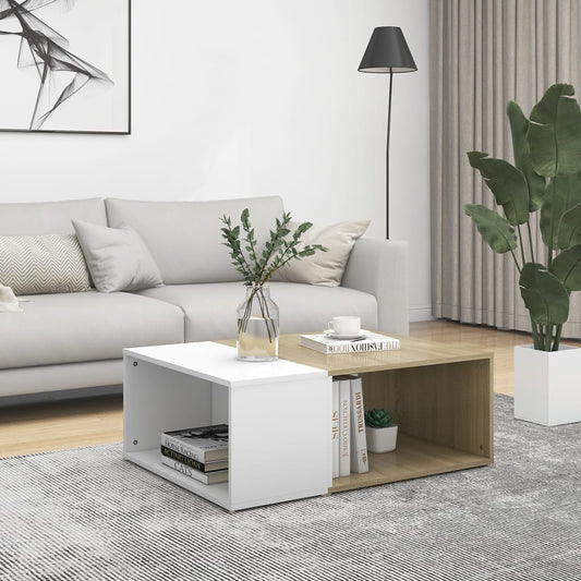 Berkfield Coffee Table White and Sonoma Oak 90x67x33 cm Engineered Wood