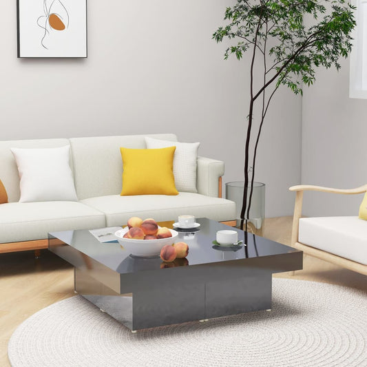 Berkfield Coffee Table High Gloss Grey 90x90x28 cm Engineered Wood