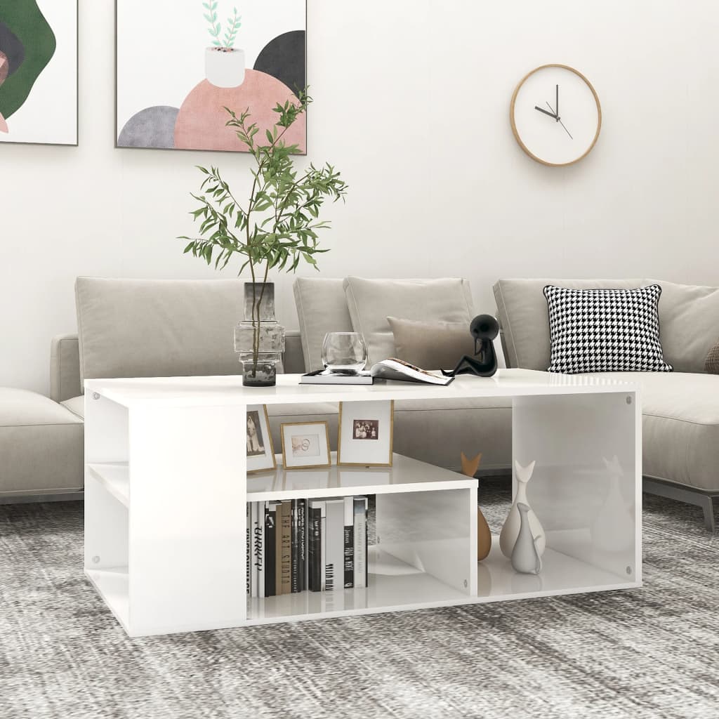 Berkfield Coffee Table High Gloss White 100x50x40 cm Engineered Wood