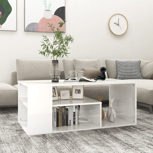 Berkfield Coffee Table High Gloss White 100x50x40 cm Engineered Wood