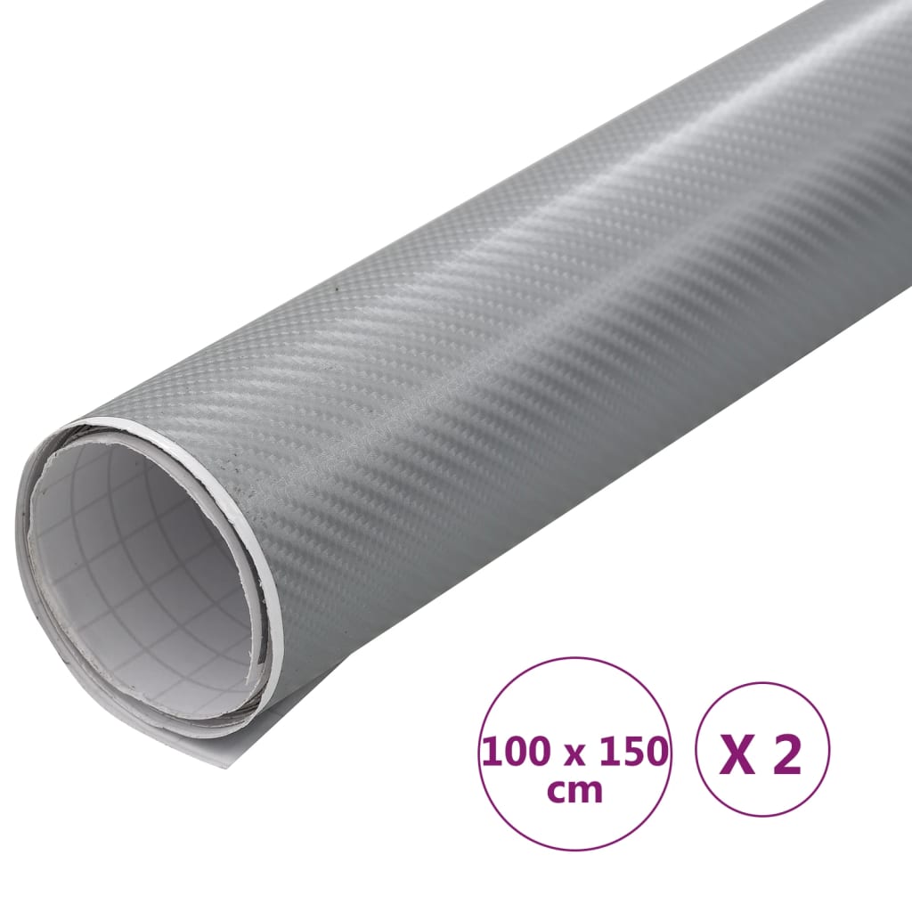 Berkfield Car Films 2 pcs 4D Silver 100x150 cm