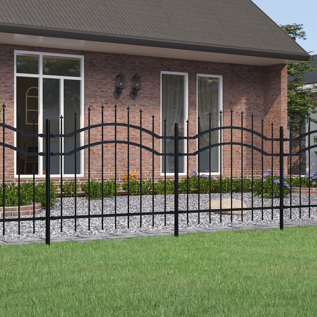 Berkfield Garden Fence with Spear Top Black 140 cm Powder-coated Steel