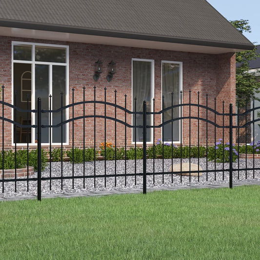 Berkfield Garden Fence with Spear Top Black 140 cm Powder-coated Steel
