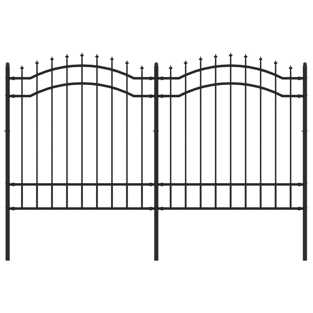 Berkfield Garden Fence with Spear Top Black 165 cm Powder-coated Steel