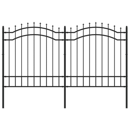 Berkfield Garden Fence with Spear Top Black 165 cm Powder-coated Steel