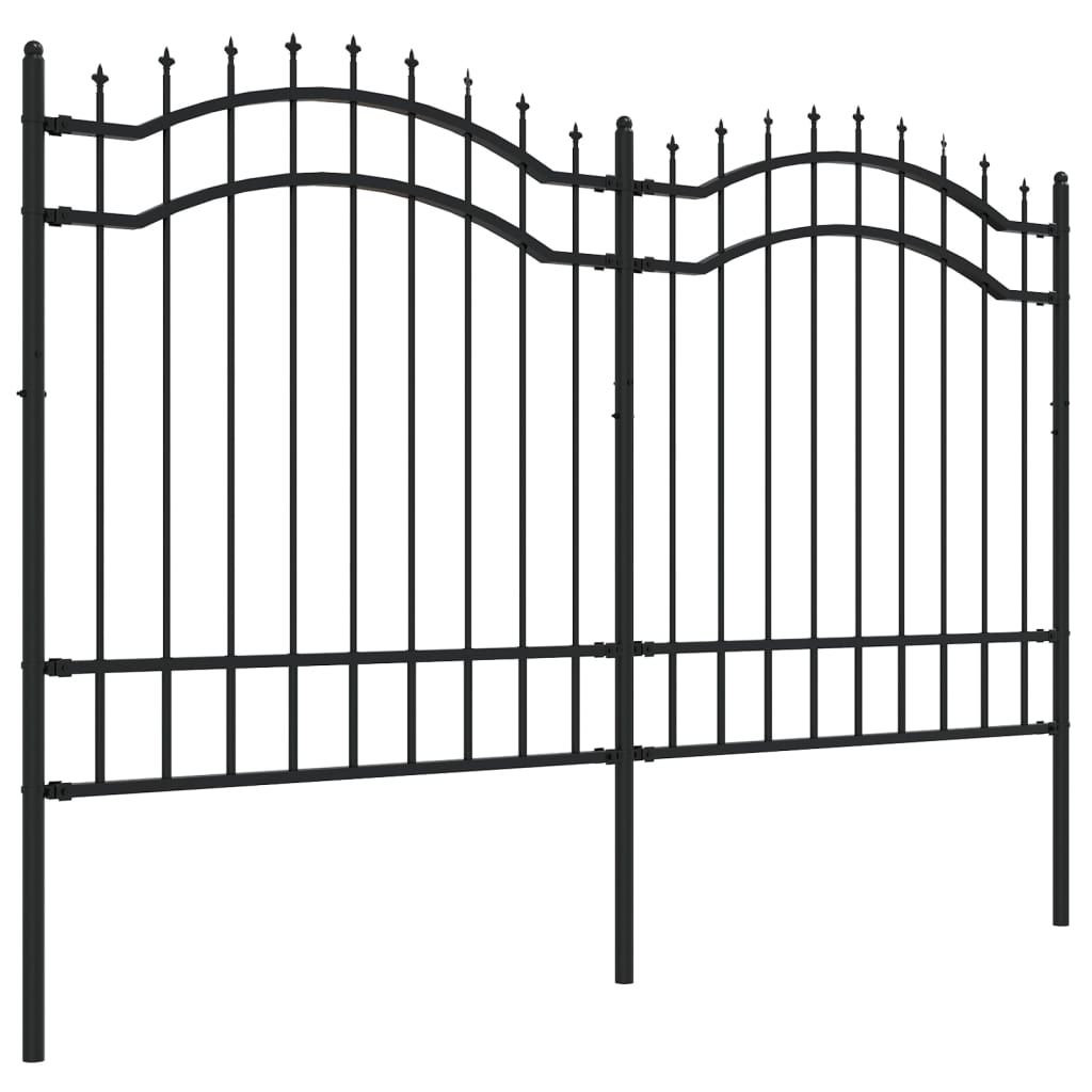 Berkfield Garden Fence with Spear Top Black 165 cm Powder-coated Steel