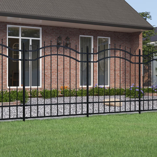 Berkfield Garden Fence with Spear Top Black 165 cm Powder-coated Steel