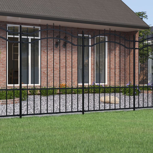 Berkfield Garden Fence with Spear Top Black 190 cm Powder-coated Steel