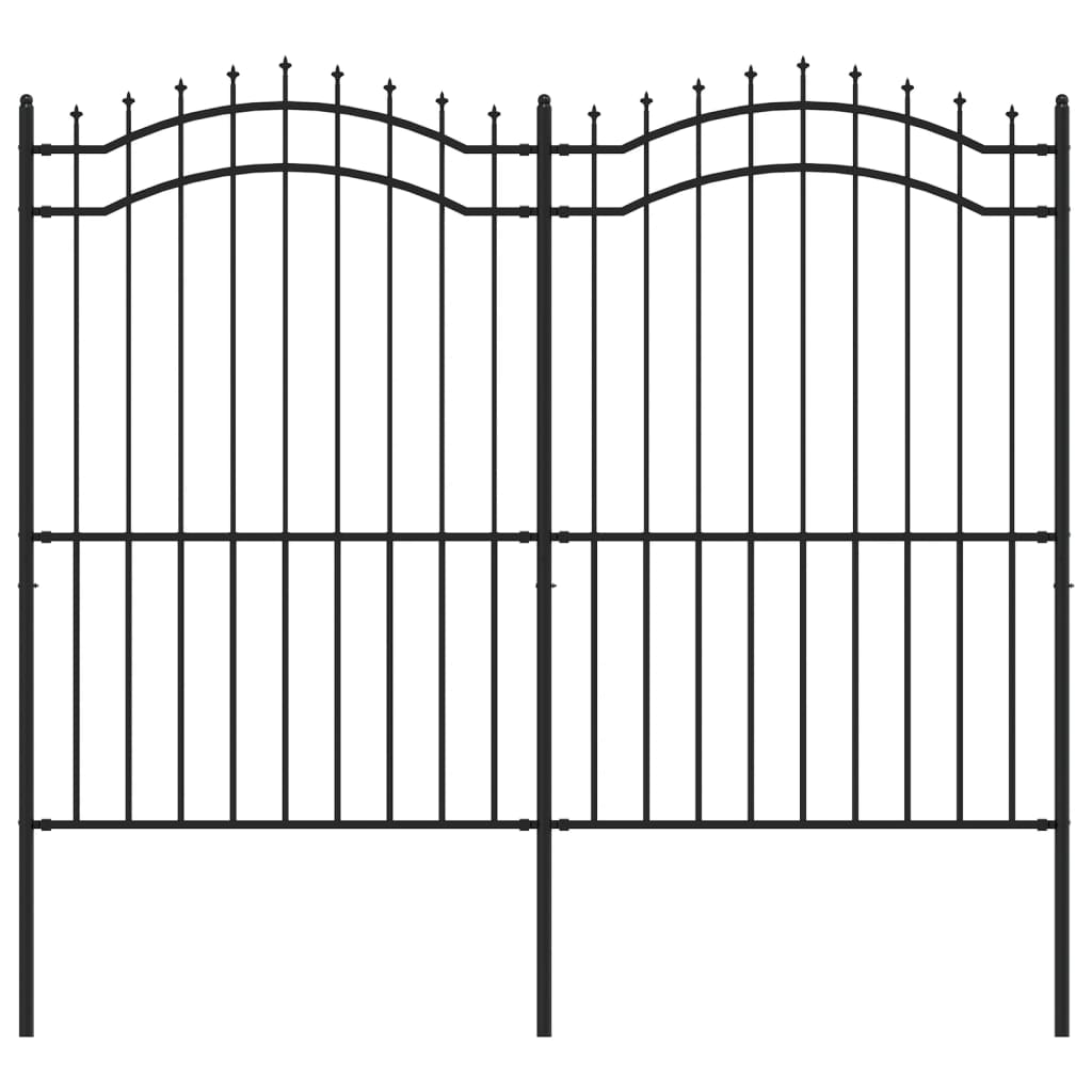 Berkfield Garden Fence with Spear Top Black 222 cm Powder-coated Steel
