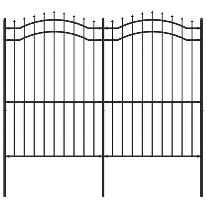 Berkfield Garden Fence with Spear Top Black 222 cm Powder-coated Steel