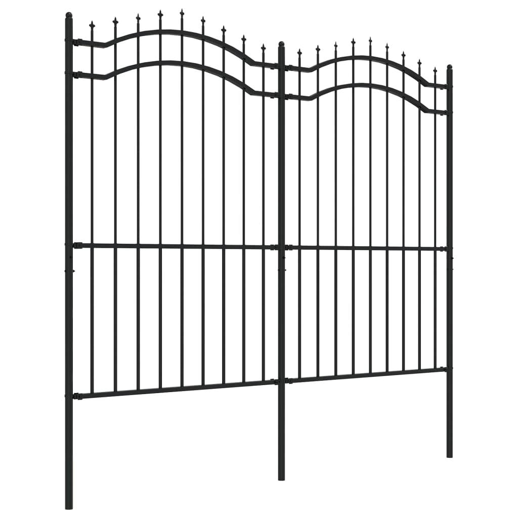Berkfield Garden Fence with Spear Top Black 222 cm Powder-coated Steel