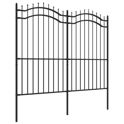 Berkfield Garden Fence with Spear Top Black 222 cm Powder-coated Steel