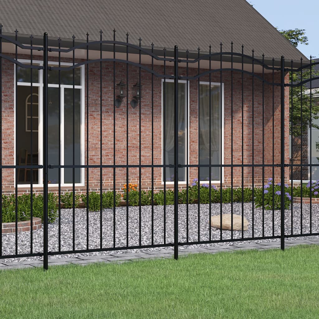 Berkfield Garden Fence with Spear Top Black 222 cm Powder-coated Steel
