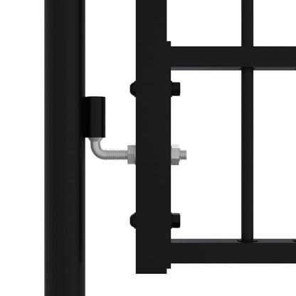 Berkfield Fence Gate with Spear Top Black 305x198 cm Powder-coated Steel