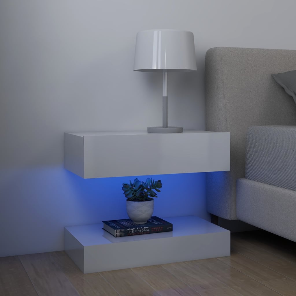 Berkfield Bedside Cabinet High Gloss White 60x35 cm Engineered Wood