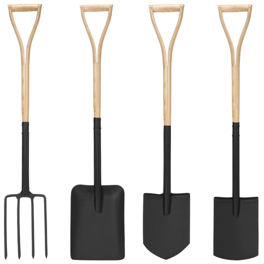 Berkfield 4 Piece Garden Tool Set YD Grip Steel and Ashwood
