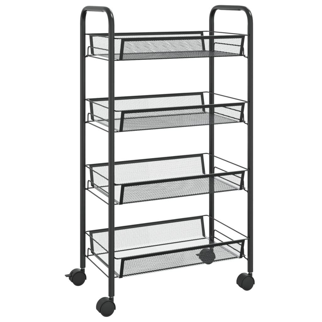 Berkfield 4-Tier Kitchen Trolley Black 46x26x85 cm Iron