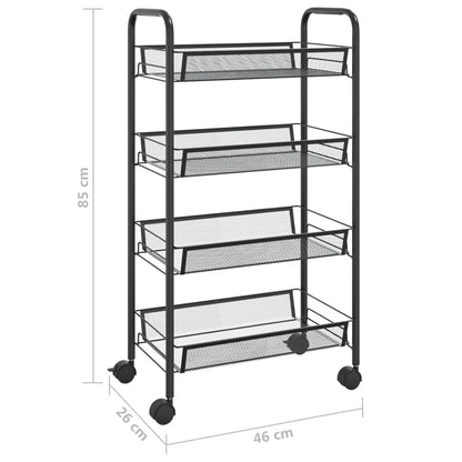 Berkfield 4-Tier Kitchen Trolley Black 46x26x85 cm Iron