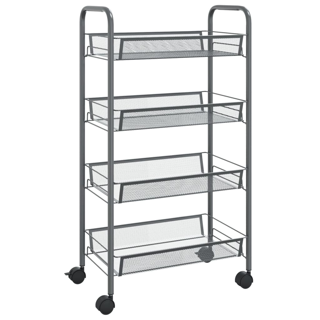 Berkfield 4-Tier Kitchen Trolley Grey 46x26x85 cm Iron