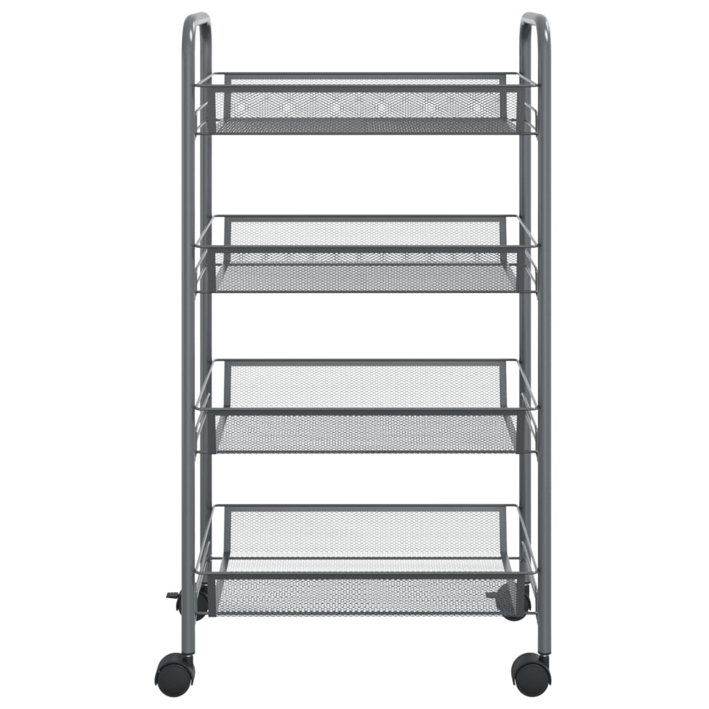 Berkfield 4-Tier Kitchen Trolley Grey 46x26x85 cm Iron