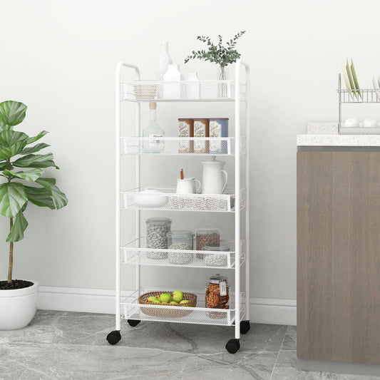 Berkfield 5-Tier Kitchen Trolley White 46x26x105 cm Iron