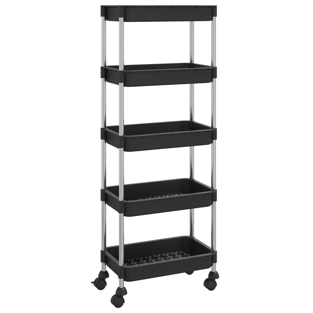 Berkfield 5-Tier Kitchen Trolley Black 42x29x128 cm Iron and ABS