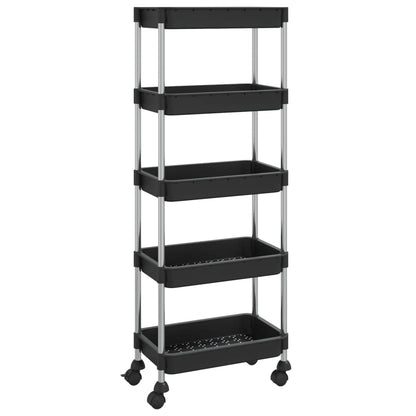 Berkfield 5-Tier Kitchen Trolley Black 42x29x128 cm Iron and ABS
