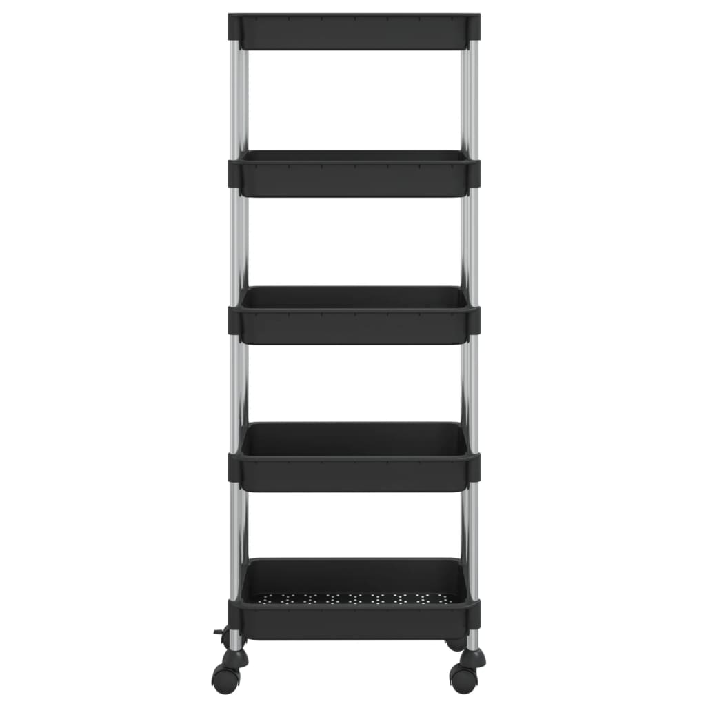 Berkfield 5-Tier Kitchen Trolley Black 42x29x128 cm Iron and ABS