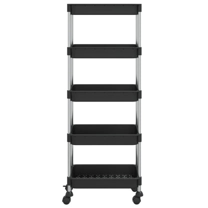 Berkfield 5-Tier Kitchen Trolley Black 42x29x128 cm Iron and ABS