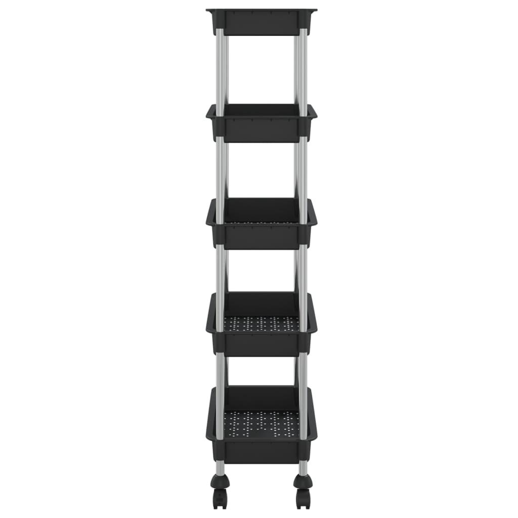 Berkfield 5-Tier Kitchen Trolley Black 42x29x128 cm Iron and ABS