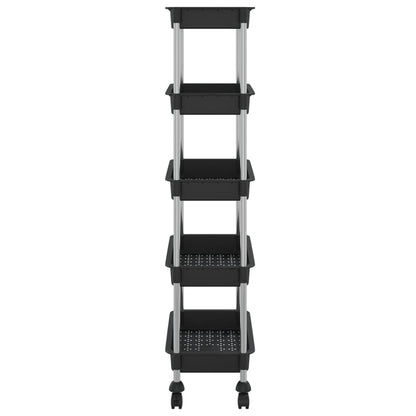 Berkfield 5-Tier Kitchen Trolley Black 42x29x128 cm Iron and ABS