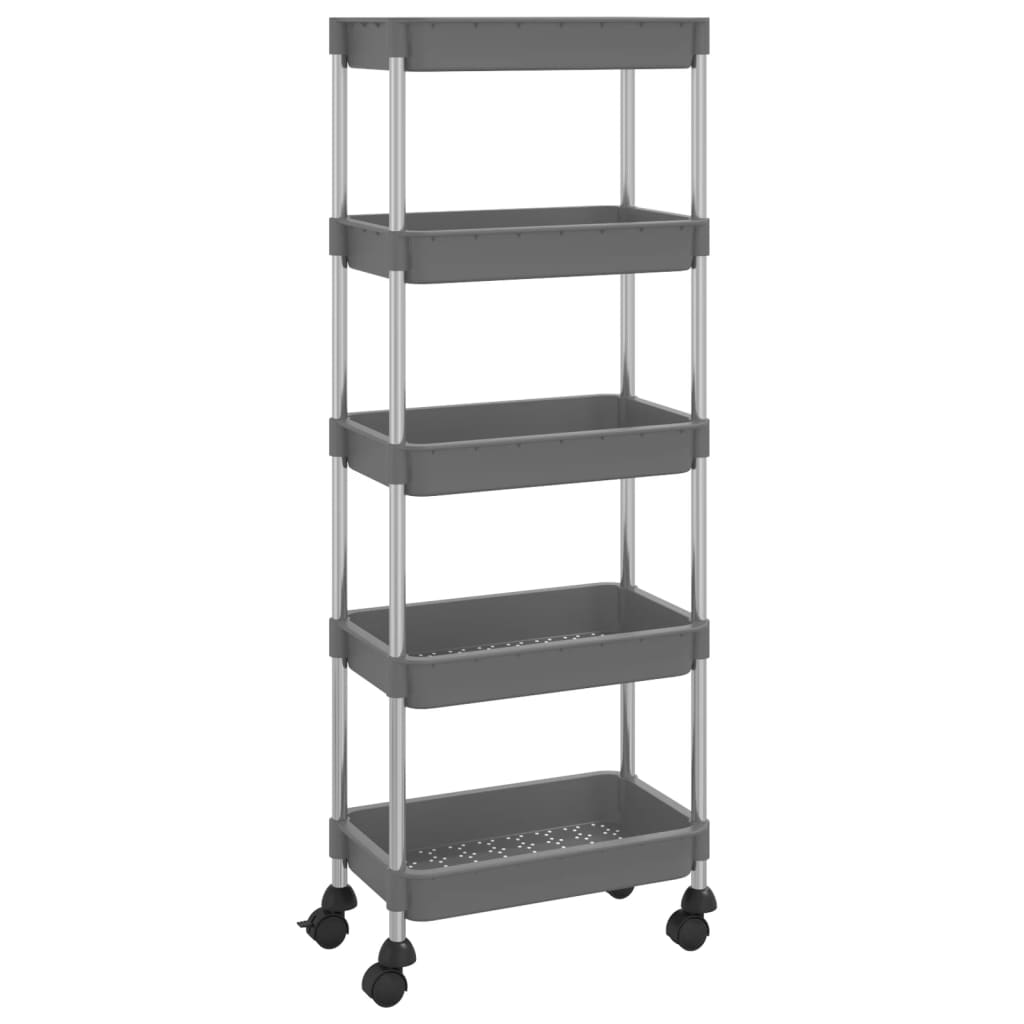 Berkfield 5-Tier Kitchen Trolley Grey 42x29x128 cm Iron and ABS