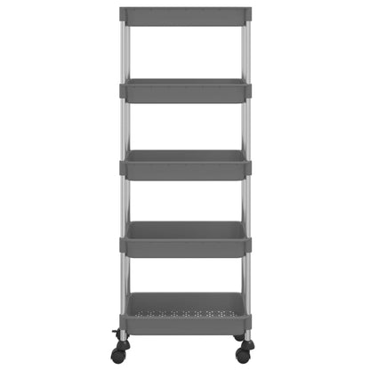Berkfield 5-Tier Kitchen Trolley Grey 42x29x128 cm Iron and ABS